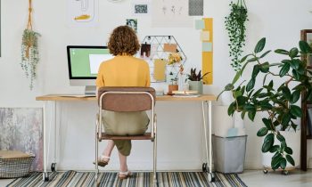 A woman with ADHD working at home as a graphic designer.