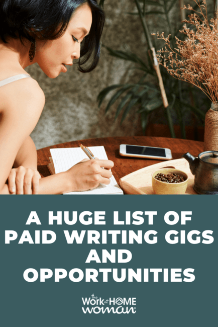 Do you want to work-from-home as a writer? Here is a massive list of paid writing gigs, where to find them online, and how much they pay. #writing #job #freelance