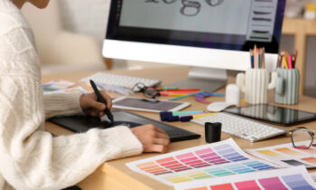 A young female creating SVG files to sell online