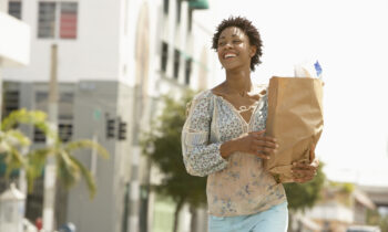 A young woman getting paid to run errands
