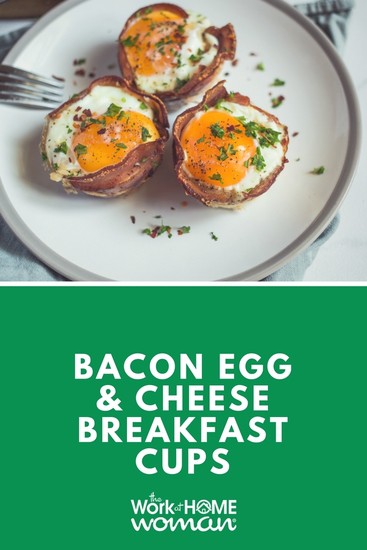 Struggle with eating a healthy and delicious breakfast during the week? Try these bacon egg and cheese breakfast cups. It's a quick and easy recipe that's great for busy moms. #breakfast #eggs #recipe via @theworkathomewoman