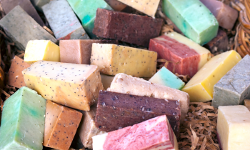 Colorful bars of handmade soap for sale