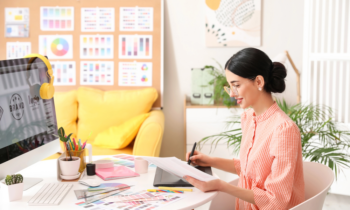 Graphic designer working in office