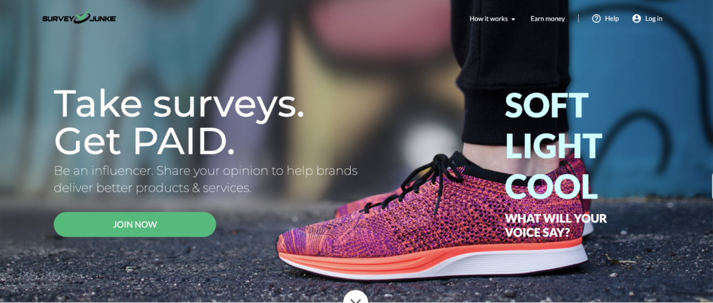 Survey Junkie Home Page Sign Up Screen